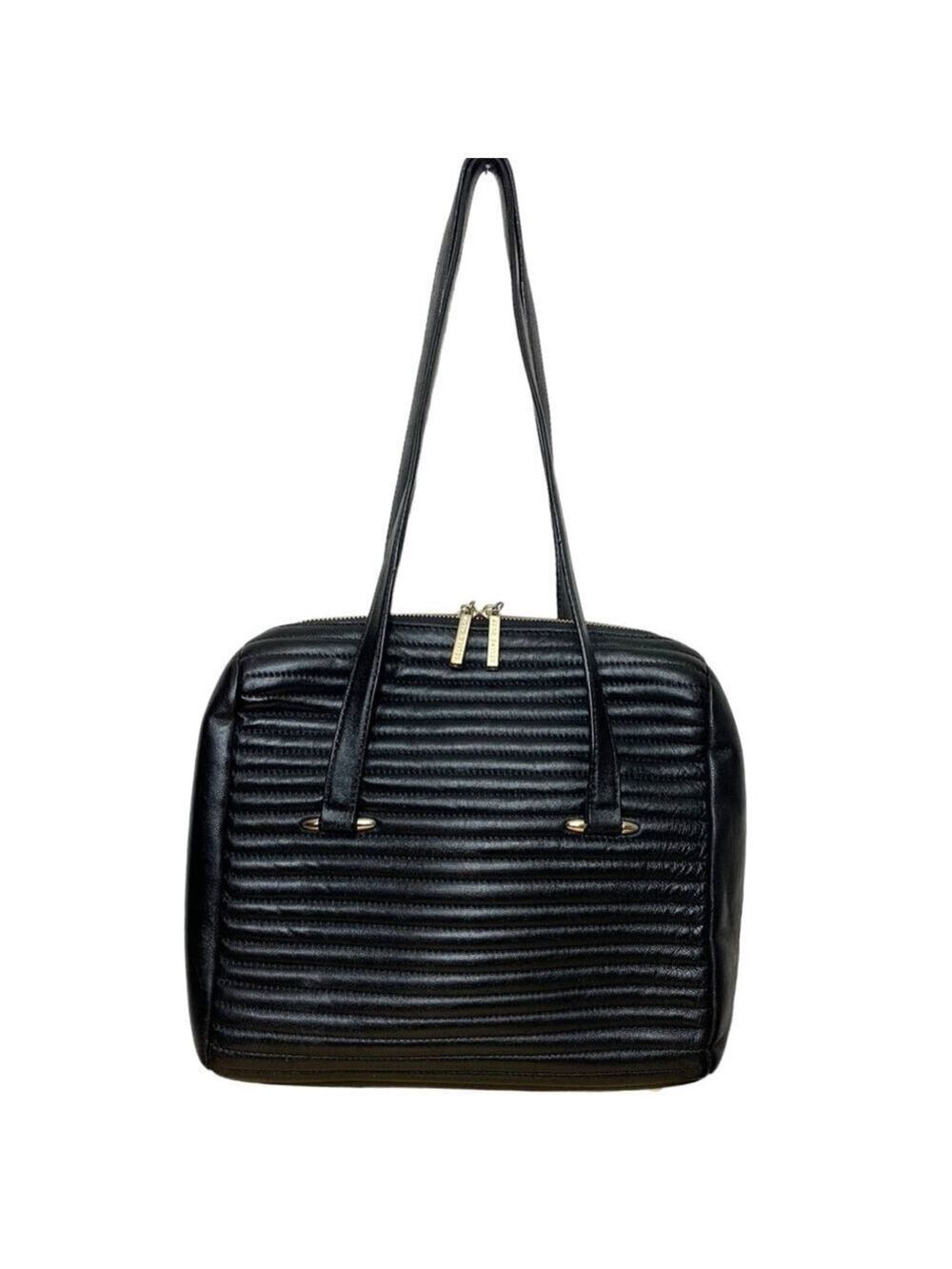 Celine Dion Black Quilted Satchel Double Handles Classic Shoulder Bag